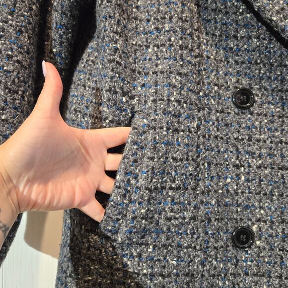 VTG Billi by Billycoat short peacoat gray tweed with shoulder pads S/M - Picture 3 of 11